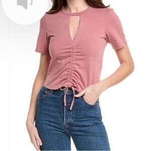 AllSaints GIGI CUTOUT DRAWSTRING TEE IN ASH ROSE PINK.Size S. NWT,